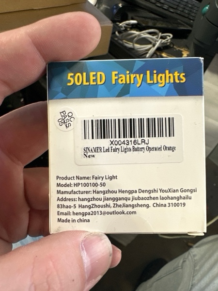 Condition photo showing New/Like New for Orange Fairy Lights Battery Operated (Included), 8 Modes & Auto Timer, 2 Packs 5m 50Led Mini Twinkle Silver Wire Firefly Starry Lights, Waterproof Battery Operated Lights for Mason Jars Orange 2 Pack