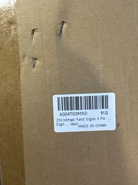 Condition photo showing New/Like New for Hiznomgs Christmas Decorations Outdoor Yards Signs with Stakes, 3 Pcs Santa Claus Snowman Reindeer Christmas Decor for Garden Lawn Pathway Patio Holiday New Year Home