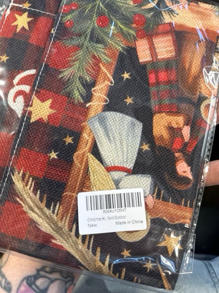 Condition photo showing New/Like New for OQUAYA Christmas Holy Night Garden Flag 12x18 Inch Double Sided Outside, Buffalo Plaid Small Burlap Holiday Nativity Yard Outdoor Flag