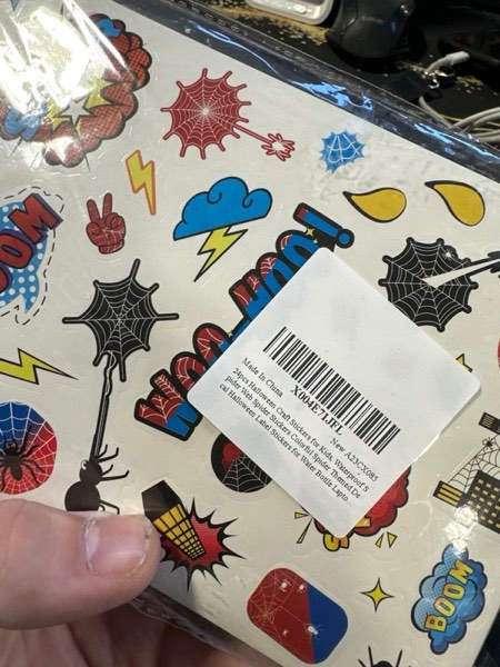Condition photo showing New/Like New for 24pcs Halloween Craft Stickers for Kids, Waterproof Spider Web Spider Stickers Colorful Spider Themed Decal Halloween Label Stickers for Water Bottle Laptops Phone Case Luggage Guitar