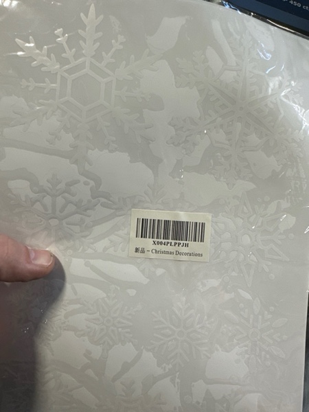 Condition photo showing New/Like New for Christmas Party Decorations - Snowflake Window Clings Stickers for Glass | Christmas Decorations Indoor Outdoor - Holiday Santa Claus Reindeer Decals Xmas Decor Party Favors Supplies for Outside 2025 White Red