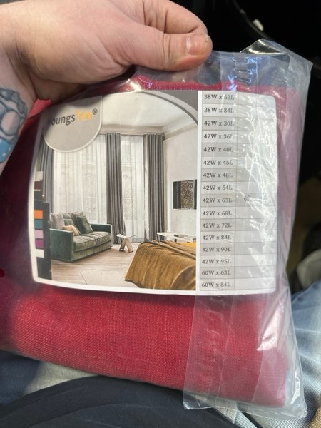 Condition photo showing New/Like New for YoungsTex Red Linen Semi Sheer Curtains 63 Inch Length - Short Light Filtering Drapes with Back Tab 