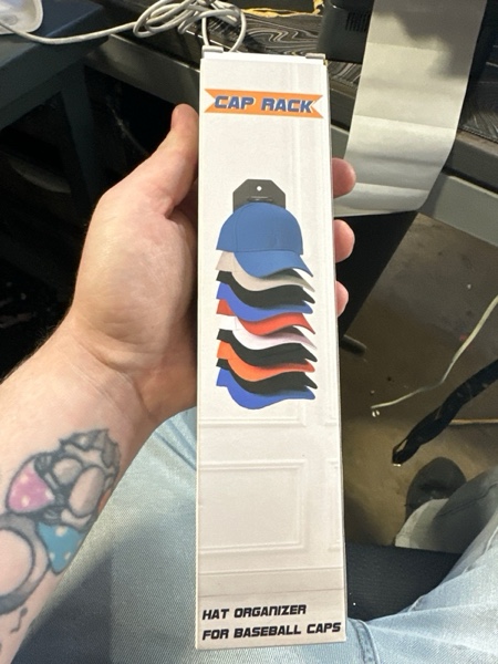 Condition photo showing New/Like New for Hat Organizer for Baseball Caps,Hat Rack for Wall, Compact Hat Storage Display Holder,Hold Up to 10 Hats,Hat Hanger Strong Adhesive/Wall Drilled for Door,Bedroom,Closet 1 Pack Gery Black