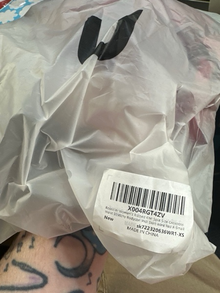 Condition photo showing New/Like New for (Red-XS) Rooscier Women's Ribbed Knit Split Side Crisscross Waist Stretchy Bodycon Midi Skirt