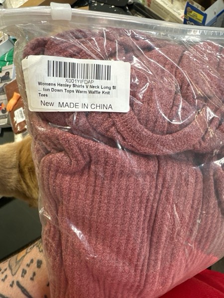 Condition photo showing New/Like New for Womens Henley Shirts V Neck Long Sleeve Button Down Tops Warm Waffle Knit Tees Medium As Show