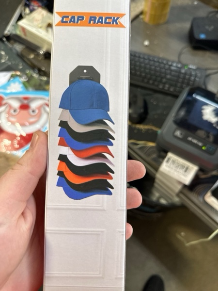 Condition photo showing New/Like New for Hat Organizer for Baseball Caps,Hat Rack for Wall, Compact Hat Storage Display Holder,Hold Up to 10 Hats,Hat Hanger Strong Adhesive/Wall Drilled for Door,Bedroom,Closet 1 Pack Gery Black