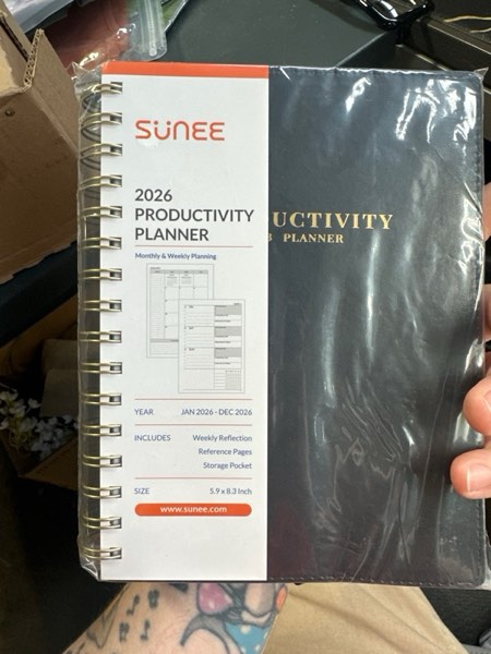 Condition photo showing New/Like New for SUNEE 2026 Planner 5.9" x 8.3" – Dated Productivity Planner for Time Management - Daily,Weekly & Monthly Planner to Achieve Goals - Planner 2026 dated from January 2026 – December 2026,Black Black 5.9" x 8.3"