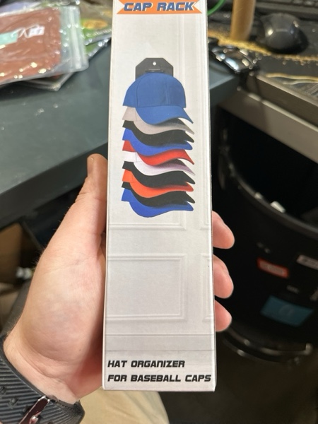 Condition photo showing New/Like New for Hat Organizer for Baseball Caps,Hat Rack for Wall, Compact Hat Storage Display Holder,Hold Up to 10 Hats,Hat Hanger Strong Adhesive/Wall Drilled for Door,Bedroom,Closet 1 Pack Gery Black