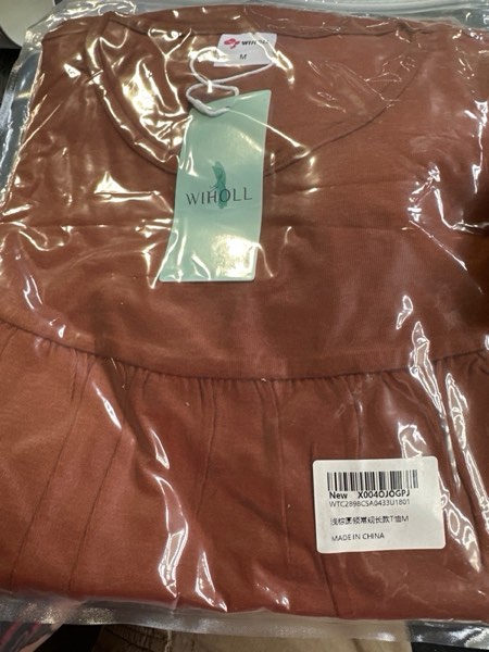 Condition photo showing New/Like New for WIHOLL Long Sleeve Shirts for Women Pleated Fall Tops Crewneck Casual Tunic Tops to Wear with Leggings Fashion Clothing Caramel Large