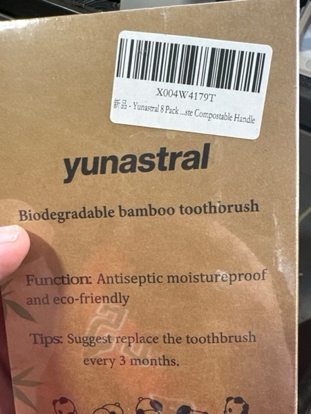Condition photo showing New/Like New for Yunastral 8 Pack Bamboo Toothbrushes - Soft Bristles, BPA Free, Eco-Friendly Natural Wooden Toothbru