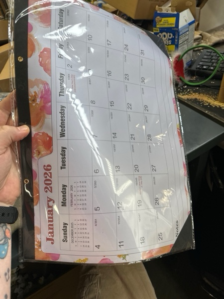 Condition photo showing New/Like New for Ymumuda Desk Calendar 2026-2027 Wall Calendar 2 in 1, Monthly Desk Calendar 2026 from JAN.2026 to JUN.2027, 18-Month, Large 12"×17", Waterproof Cover, Hanging Rope, Home/office/School Planners F-Pink Floral