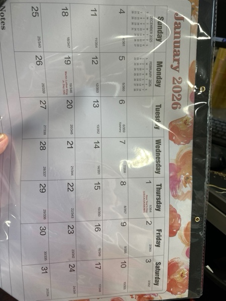 Condition photo showing New/Like New for Ymumuda Desk Calendar 2026-2027 Wall Calendar 2 in 1, Monthly Desk Calendar 2026 from JAN.2026 to JUN.2027, 18-Month, Large 12"×17", Waterproof Cover, Hanging Rope, Home/office/School Planners F-Pink Floral
