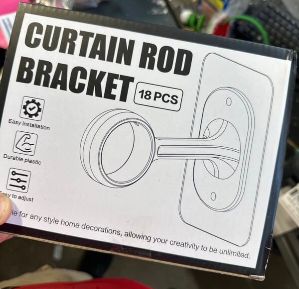 Condition photo showing New/Like New for 18-Pack No Drill Ceiling Curtain Rod Brackets, Adhesive & Nail-Free Adjustable Holders for 0.8" to 1.24" Rods, No Damage, Easy Installation, Clear Sticky Hooks Hangers for Wall & Ceiling Mounts