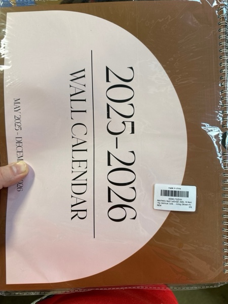 Condition photo showing New/Like New for Aesthetic Wall Calendar 2025, 20 Monthly Horizontal Calendar May 2025 to December 2026, 14" x 11" Modern Wall Hanging Calendar for School, Home, Office for Monthly Organizing & Planning (Brown)