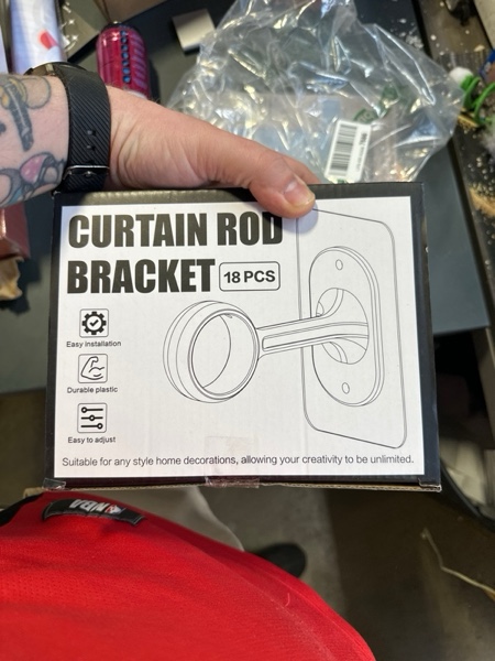 Condition photo showing New/Like New for 6-Pack No Drilling Ceiling Mounted Curtain Rod Brackets, Self Adhesive Curtain Rod Holder, Heavy Duty Stick No Wall Damage Rods Hanger Hooks for Home Renter Dorm Kitchen Bedroom Bathroom Transparent 6pcs