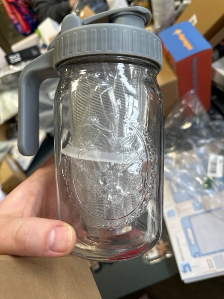 Condition photo showing New/Like New for Cold Brew Coffee Maker 64 Oz Mason Jar Cold Brew Pitcher With Strainer Half Gallon Wide Mouth Glass Iced Coffee Maker With Spout Lids 2 Quart Glass Pitcher For Fridge, Sun Tea, Lemonade, Cold Brew