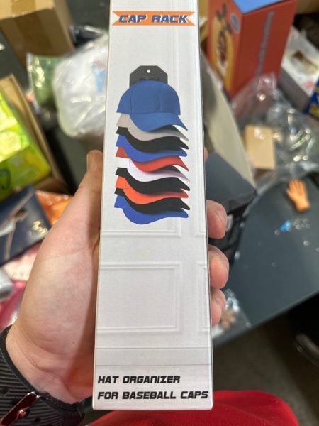 Condition photo showing New/Like New for Hat Organizer for Baseball Caps,Hat Rack for Wall, Compact Hat Storage Display Holder,Hold Up to 10 Hats,Hat Hanger Strong Adhesive/Wall Drilled for Door,Bedroom,Closet 1 Pack Gery Black