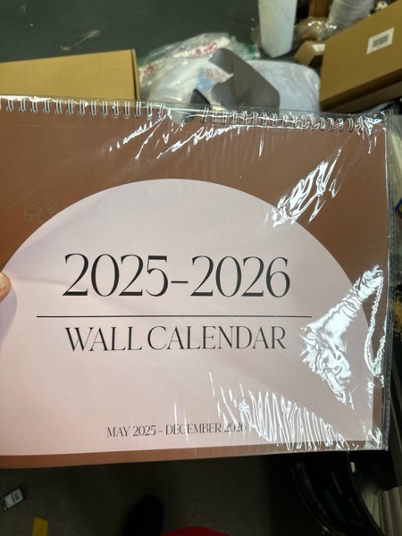 Condition photo showing New/Like New for Aesthetic Wall Calendar 2025, 20 Monthly Horizontal Calendar May 2025 to December 2026, 14" x 11" Modern Wall Hanging Calendar for School, Home, Office for Monthly Organizing & Planning (Brown)
