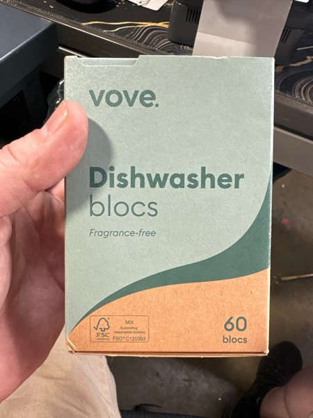 Condition photo showing New/Like New for Vove Plastic-Free Dishwasher Tablets, 60 Pack - All-in-One Plant-Based Formula with 2x Enzyme Power - Tackles Stubborn Stains, No Pre-Rinse Needed, Biodegradable & Concentrated, Fragrance-Free