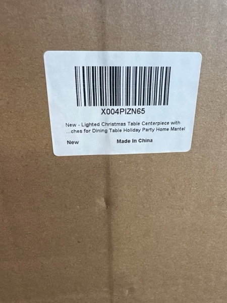 Condition photo showing New/Like New for Lighted Christmas Table Centerpiece with Timer Golden Christmas Tree Frosted Pine Trees Glitter Christmas Deer Reindeers Figurine Snow Flocked Cedar Branches for Dining Table Holiday Party Home Mantel