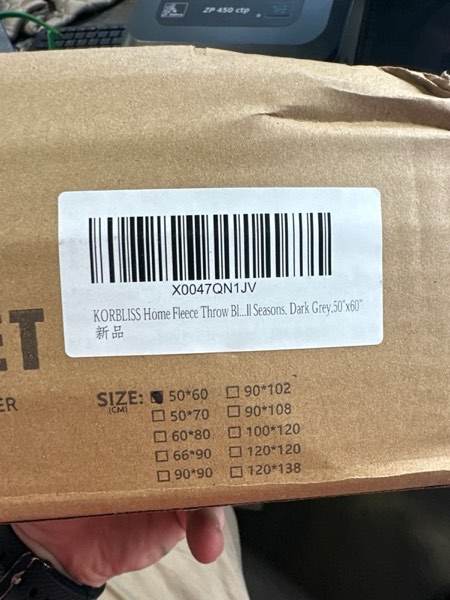 Condition photo showing New/Like New for KORBLISS Super Soft Faux Rabbit Fur & Fleece Sherpa Throw Blanket - Ultra Soft Reversible Brushed Tie-dye Throw Blanket for Sofa,Bed and Couch,White,Dark Grey, 50"x60" Tie-dye Dark Grey 50"x60"
