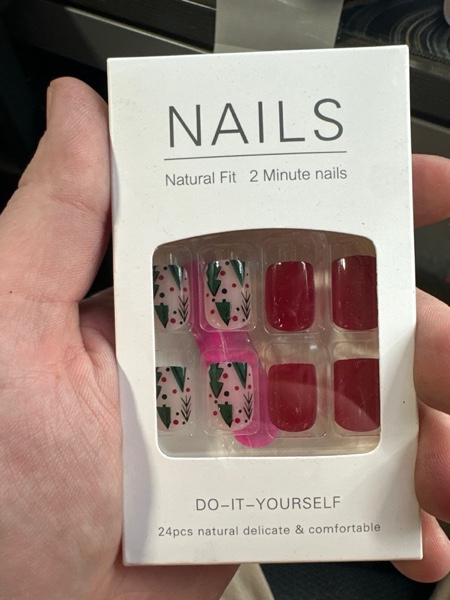 Condition photo showing New/Like New for Christmas Press On Nails Short Square, 24Pcs Christmas Fake Nails Glossy Red Green Gold Full Cover C
