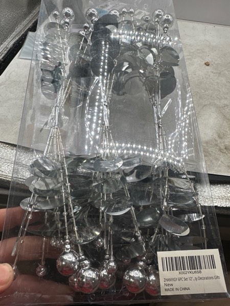 Condition photo showing New/Like New for 6PC Set 12" H Silver Christmas Ornaments Sequins Ball Pick, Christmas Tree Decorations Christmas Tree Topper Star Home Office Perfect Party Decorations Gifts
