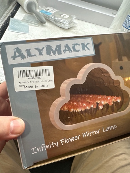 Condition photo showing New/Like New for Handmade Tulip Lamp Fully Assembled - Flower Night Light Cuteness Lamps - Tulip and Rose Infinity Mirror in a Glass - Gift for Women or Girl - Lampara de Tulipanes Infinitos (Pink, AA) Pink AA