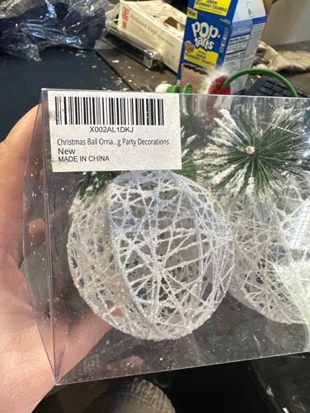 Condition photo showing New/Like New for Christmas Ball Ornaments, 4pc Set White Pinecone Rattan Thread String Christmas Tree Ornament Xmas Trees Wedding Party Decorations