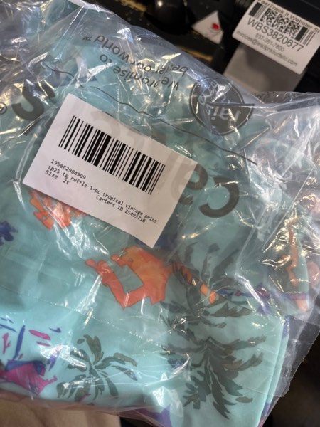 Condition photo showing New/Like New for OshKosh B'Gosh Girls One-Piece Swimsuit 2T Tropical Vintage Print