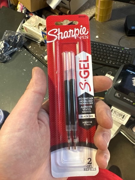 Condition photo showing New/Like New for Sharpie® S-Gel Pen Refills, Medium Point, 0.7 mm, Black Ink, Pack Of 2 Refills