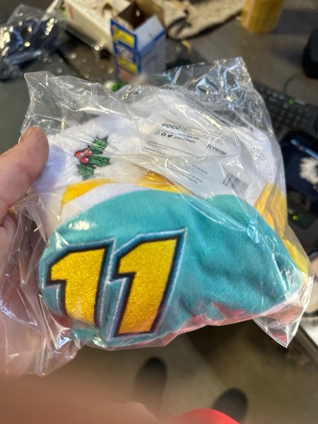 Condition photo showing New/Like New for FOCO NASCAR Denny Hamlin Embroidered Colorblock Santa Hat