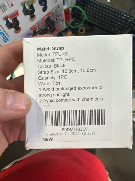 Condition photo showing New/Like New for Protective Case Compatible with Apple Watch Band 45/44/42mm, Geyrut Smartwatch Protector Men Sport Rugged Adjustable Band with Case for iWatch Bands SE SE2 Series 9/8/7/6/5/4/3/2/1 (Black)