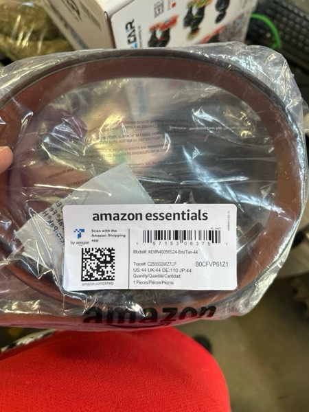 Condition photo showing New/Like New for Amazon Essentials Men's Leather Reversible Plaque Dress Belt Size 44