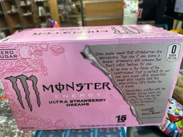Condition photo showing New/Like New for Monster Energy Ultra Strawberry Dreams, Sugar Free Energy Drink, 16 Ounce (Pack of 15) Ultra Strawberry Dreams 15 Pack