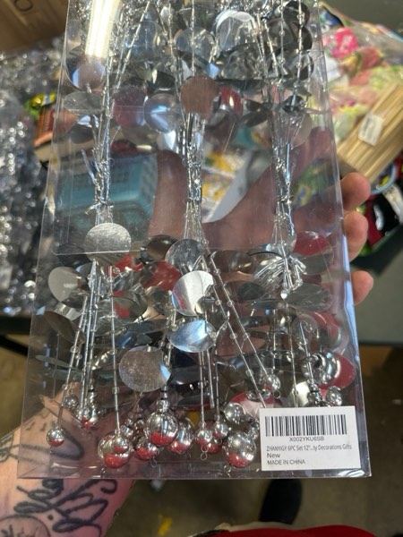 Condition photo showing New/Like New for 6PC Set 12" H Silver Christmas Ornaments Sequins Ball Pick, Christmas Tree Decorations Christmas Tree Topper Star Home Office Perfect Party Decorations Gifts