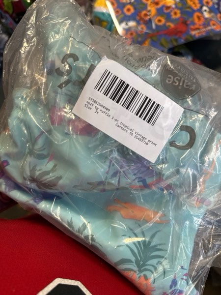 Condition photo showing New/Like New for (Size 2t) OshKosh B'Gosh Girls One-Piece Swimsuit 2T Tropical Vintage Print