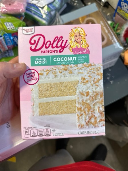 Condition photo showing New/Like New for Duncan Hines Dolly Parton's Favorite Coconut Flavored Cake Mix, 15.25 oz. 15.25 Ounce (Pack of 1)