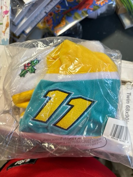 Condition photo showing New/Like New for FOCO NASCAR Denny Hamlin Embroidered Colorblock Santa Hat