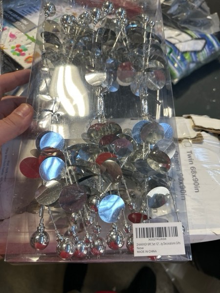 Condition photo showing New/Like New for 6PC Set 12" H Silver Christmas Ornaments Sequins Ball Pick, Christmas Tree Decorations Christmas Tree Topper Star Home Office Perfect Party Decorations Gifts