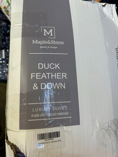Condition photo showing New/Like New for Maple&Stone Down Comforter Full Size, Heavyweight Duvet Insert with 8 Corner Tabs, Extra Fluffy Comforter with Cotton Cover, Luxury Hotel Bedding (82 x 86 Inches, White) Full White/Heavyweight