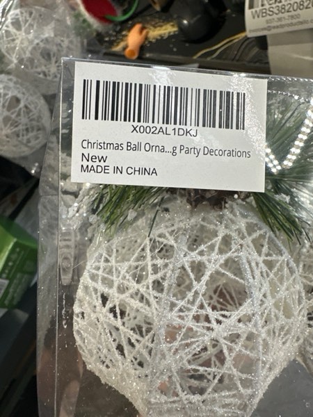 Condition photo showing New/Like New for Christmas Ball Ornaments, 4pc Set White Pinecone Rattan Thread String Christmas Tree Ornament Xmas Trees Wedding Party Decorations