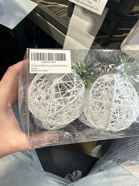 Condition photo showing New/Like New for Christmas Ball Ornaments, 4pc Set White Pinecone Rattan Thread String Christmas Tree Ornament Xmas Trees Wedding Party Decorations