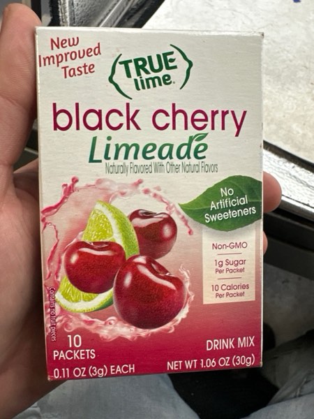 Condition photo showing New/Like New for TRUE LIME Black Cherry Limeade Drink Mix (10 Packets) | Made from Real Limes | No Preservatives, No Artificial Sweeteners, Gluten Free | Water Flavor Packets & Water Enhancer with Stevia