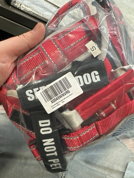 Condition photo showing New/Like New for Neck Padded Service Dog Vest Harness and Leash Set, No Pull Adjustable Service Pet Harness with 8 Dog Patches, Reflective in Training Easy Control Pet Vest with 5ft Dog Leash for Medium & Large Dogs