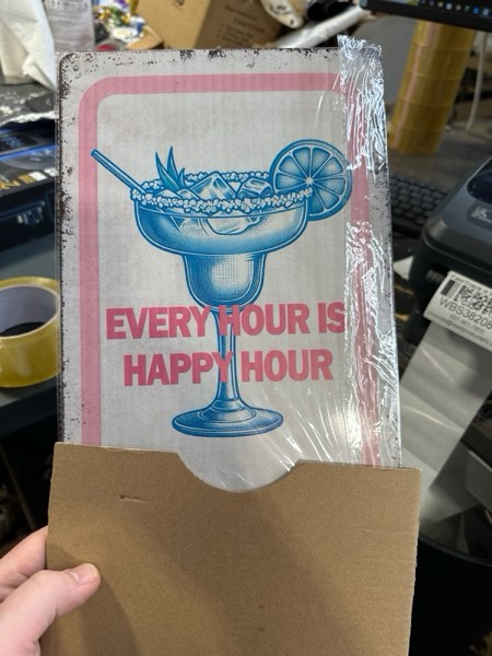 Condition photo showing New/Like New for Bar Decor,Coffee and Wine Bar Sign Wall Decor,Everyhour is Happy Hour Metal Tin Signs,Bar Accessories