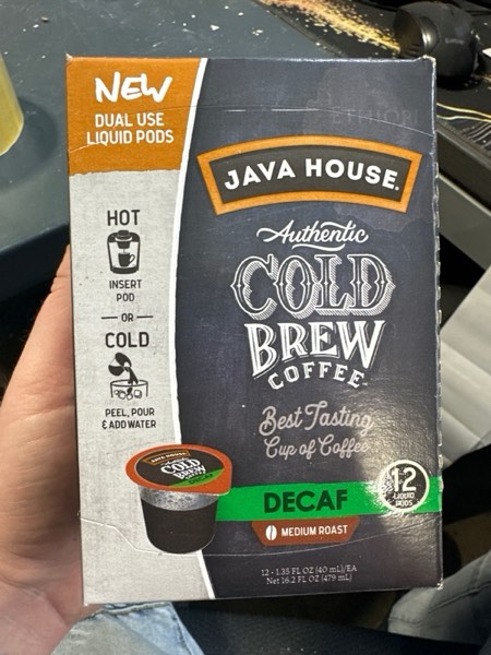 Condition photo showing New/Like New for Java House Cold Brew Coffee Concentrate Single Serve Liquid Pods - 1.35 Fluid Ounces Each (Decaf, 12 Count)… Decaf 1.35 Fl Oz (Pack of 12)
