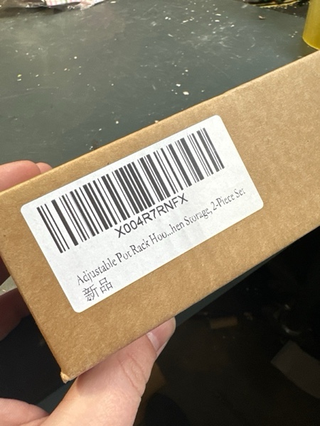 Condition photo showing New/Like New for Adjustable Pot Rack Hook,Milky White Plastic Wall Mount with Suction Cup, 19.5cm Length, Modern Foldable Design, Kitchen Storage, 2-Piece Set