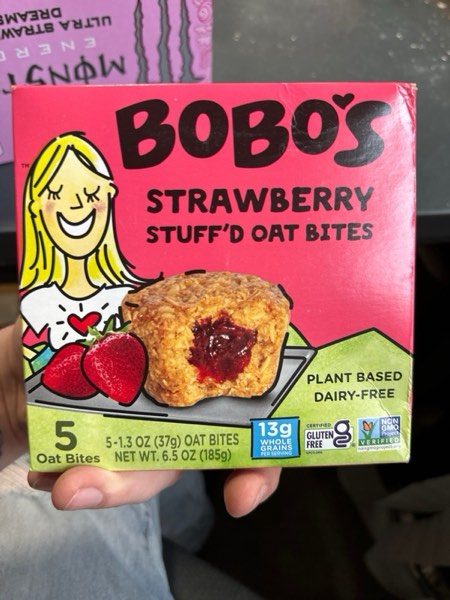 Condition photo showing New/Like New for Bobo's Oat Bites Stuff'd Variety Pack (Strawberry, Original Chocolate Chip, and Apple Pie), Pack of 30 (1.3 oz Bites), Gluten Free Whole Grain Rolled Oats