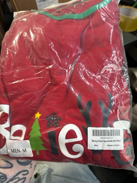 Condition photo showing New/Like New for Onancehim Matching Christmas Pajamas Sets for Family, Cute Womens Mens Christmas Pjs Set Men Medium Red Believe